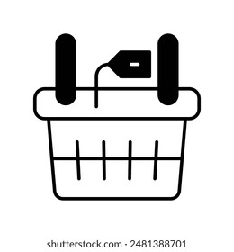 grocery basket icon with white background vector stock illustration