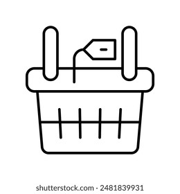 Lebensmittelkorb-Symbol mit weißem Hintergrund Vektorgrafik Stock Illustration