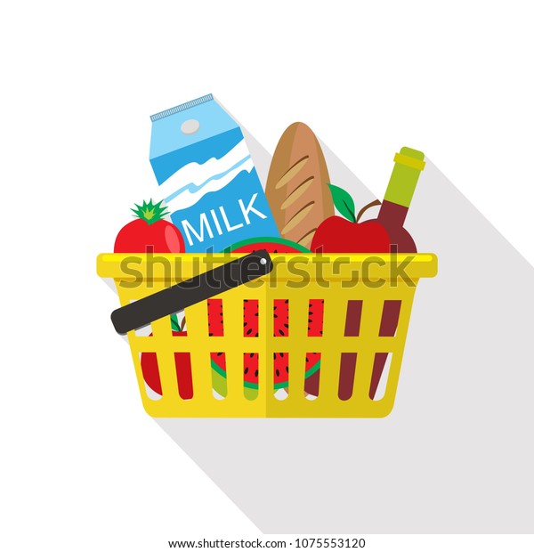 Grocery Basket Vector Stock Vector (Royalty Free) 1075553120