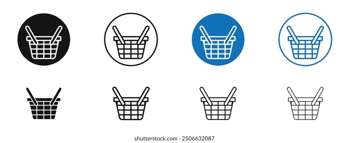Grocery basket vector icon in black and blue colors