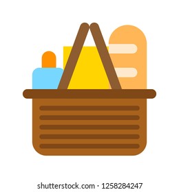 Grocery basket vector, grocery store related flat design icon
