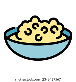 Grocery breakfast icon outline vector. Cereal bowl. Muesli spoon color flat