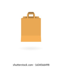 Grocery brown paper bag vector illustration isolated on white background with shadow