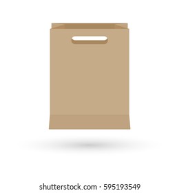 Grocery brown paper bag vector illustration isolated on white background with shadow