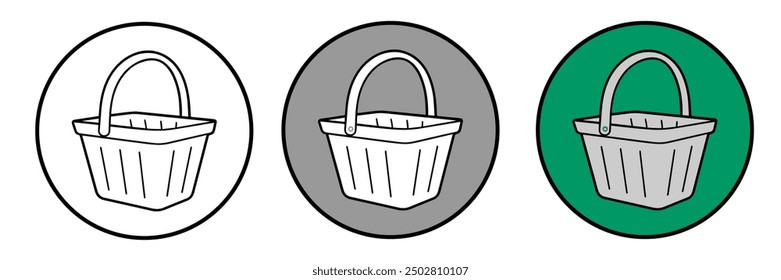 grocery cart, basket vector icons set, flat design. Isolated on white background. Collection of web icons for online store, from various cart icons in various shape.