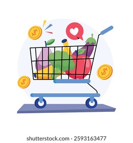 Grocery Cart Essentials Concepts Style illustrations. EPS 10 File