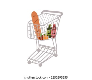 Grocery cart. Flat vector illustration.