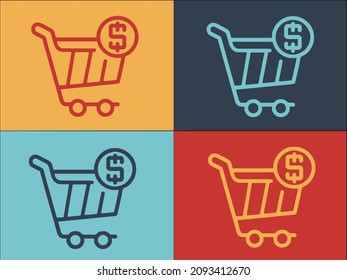 Grocery Cart Logo Template, Simple Flat Icon of grocery,cart,supermarket