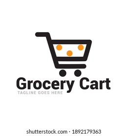 Plantilla vectorial del logotipo del carro de compras.