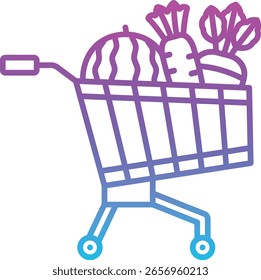Ícono de Vector de Carrito de comestibles. Se puede utilizar para aplicaciones de impresión, móviles y de Web.