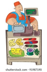 grocery - cartoon