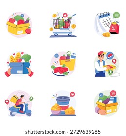Grocery Concepts Conjunto de ilustrações de estilo 4