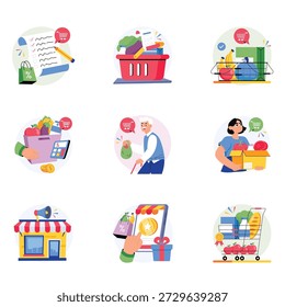 Grocery Concepts Style illustrations set 5