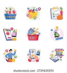 Grocery Concepts Conjunto de ilustrações de estilo 1