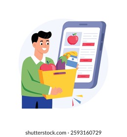 Grocery Delivery App Concepts Style illustrations. EPS 10 File