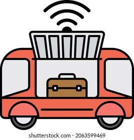 Grocery Delivery Cargo Concept,  Self driving Lorry Vector Color Icon Design, Future transportation Symbol, Driverless Greener Transport innovations Sign, Autonomous aerial vehicles Stock Illustration
