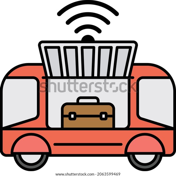 Grocery Delivery Cargo Concept,  Self\
driving Lorry Vector Color Icon Design, Future transportation\
Symbol, Driverless Greener Transport innovations Sign, Autonomous\
aerial vehicles Stock\
Illustration