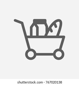 Grocery delivery icon line symbol. Isolated vector illustration of food trolley sign grocery delivery icon concept for your web site mobile app logo UI design.