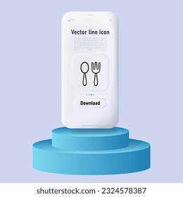 Grocery Delivery Icon. Spoon, fork, cutlery, lunch in a restaurant, etiquette. Neomorphism style. Ui phone app
