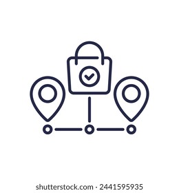 grocery delivery line icon with shopping bag