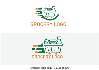 Grocery And Delivery Logo Design Vector