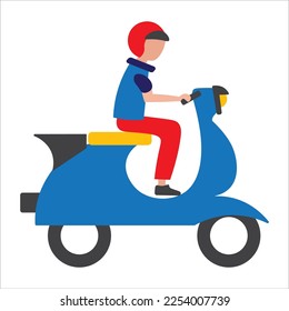 Grocery delivery man, on a scooter