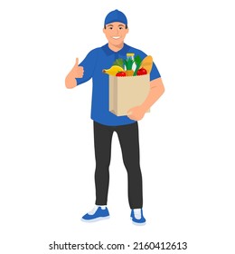 Grocery Delivery Vector Flat Illustration Stock Vector (Royalty Free ...