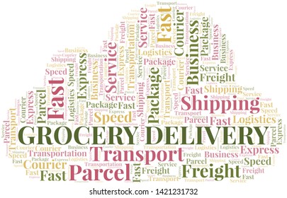 Grocery Delivery word cloud. Wordcloud made with text only.