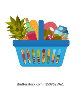 Grocery Food Basket Different Goods Such Stock Vector (Royalty Free ...