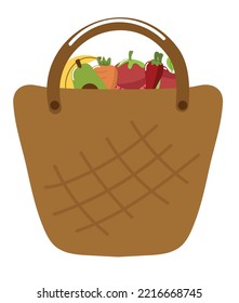 grocery food in basket icon isolated
