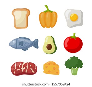 grocery food icons isolated on white background. illustration vector.   