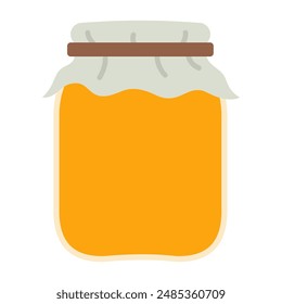 Icono de empaquetado de alimentos. Frasco con mermelada sobre fondo blanco. Ilustración vectorial.