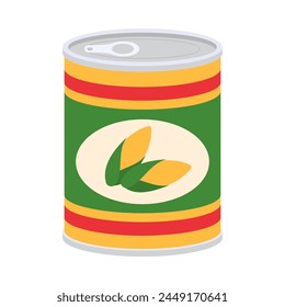 Grocery Food simple objects. Canned vegetables. Beans, mushrooms, corn and tomatoes. Vector cartoon flat icon