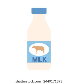 Grocery Food simple objects. Milk box and milk bottle. Vector cartoon flat icon