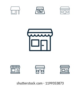 Grocery icon. collection of 7 grocery outline icons such as store. editable grocery icons for web and mobile.