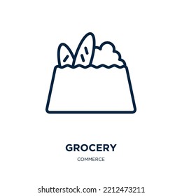 grocery icon from commerce collection. Thin linear grocery, supermarket, store outline icon isolated on white background. Line vector grocery sign, symbol for web and mobile