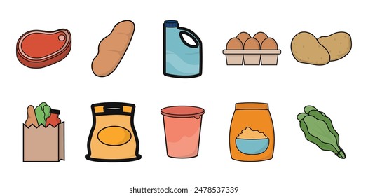 Grocery Icon Illustration Set Collection