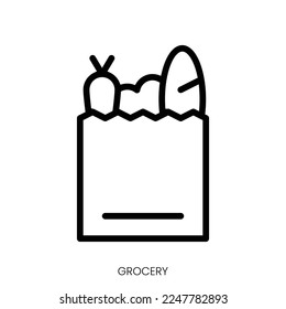 grocery icon. Line Art Style Design Isolated On White Background