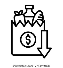 Ilustración vectorial de diseño de línea de iconos de comestibles