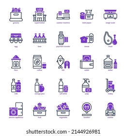 Paquete de iconos de compras para tu diseño de sitio web, logotipo, aplicación, interfaz de usuario. Línea de mezcla de iconos de compras y diseño sólido. Ilustración gráfica vectorial y trazo editable.