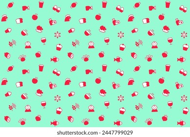 Grocery icon seamless pattern. Vector retail store product background. Modern supermarket food symbol set. Shop department banner with fruit, dairy, fish, chicken, coffee, bakery, frozen