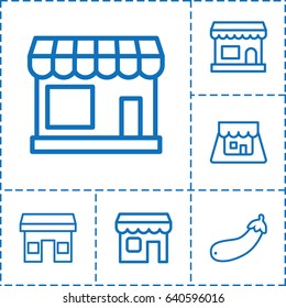 Grocery icon. set of 6 grocery outline icons such as store, aubergine