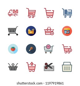 grocery icon set. vector set about groceries, cart, coupon and supermarkets icons set.