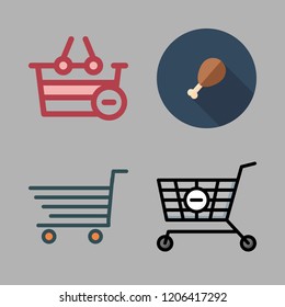grocery icon set. vector set about shopping basket, shopping cart and supermarket icons set.