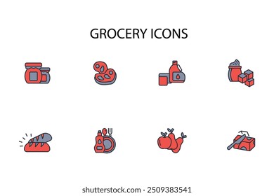 grocery icon set.vector.Editable stroke.linear style sign for use web design,logo.Symbol illustration.