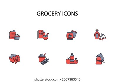 conjunto de iconos de supermercado.Vector.Trazo editable.signo de estilo lineal para uso Diseño web, logotipo.Ilustración de símbolo.