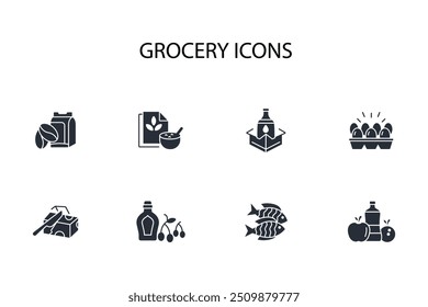 grocery icon set.vector.Editable stroke.linear style sign for use web design,logo.Symbol illustration.