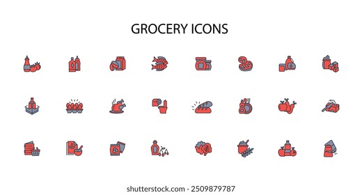 ícone de mercado set.vetor.Sinal editável de estilo traço.linear para usar design da Web,ilustração logo.Symbol.