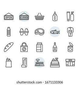 Juego de símbolos y iconos de compras

