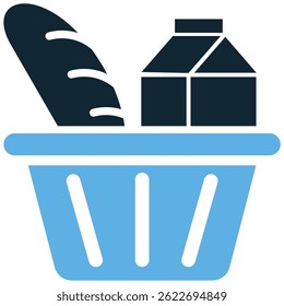 Grocery icon vector for market, food shop, and household item retail. Ideal for supermarket apps, e-commerce design, and delivery interface.